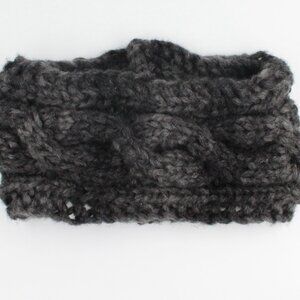 Handmade Hand Knit Chunky Cable Knit Acrylic Slate Grey Ear Warmer Headband